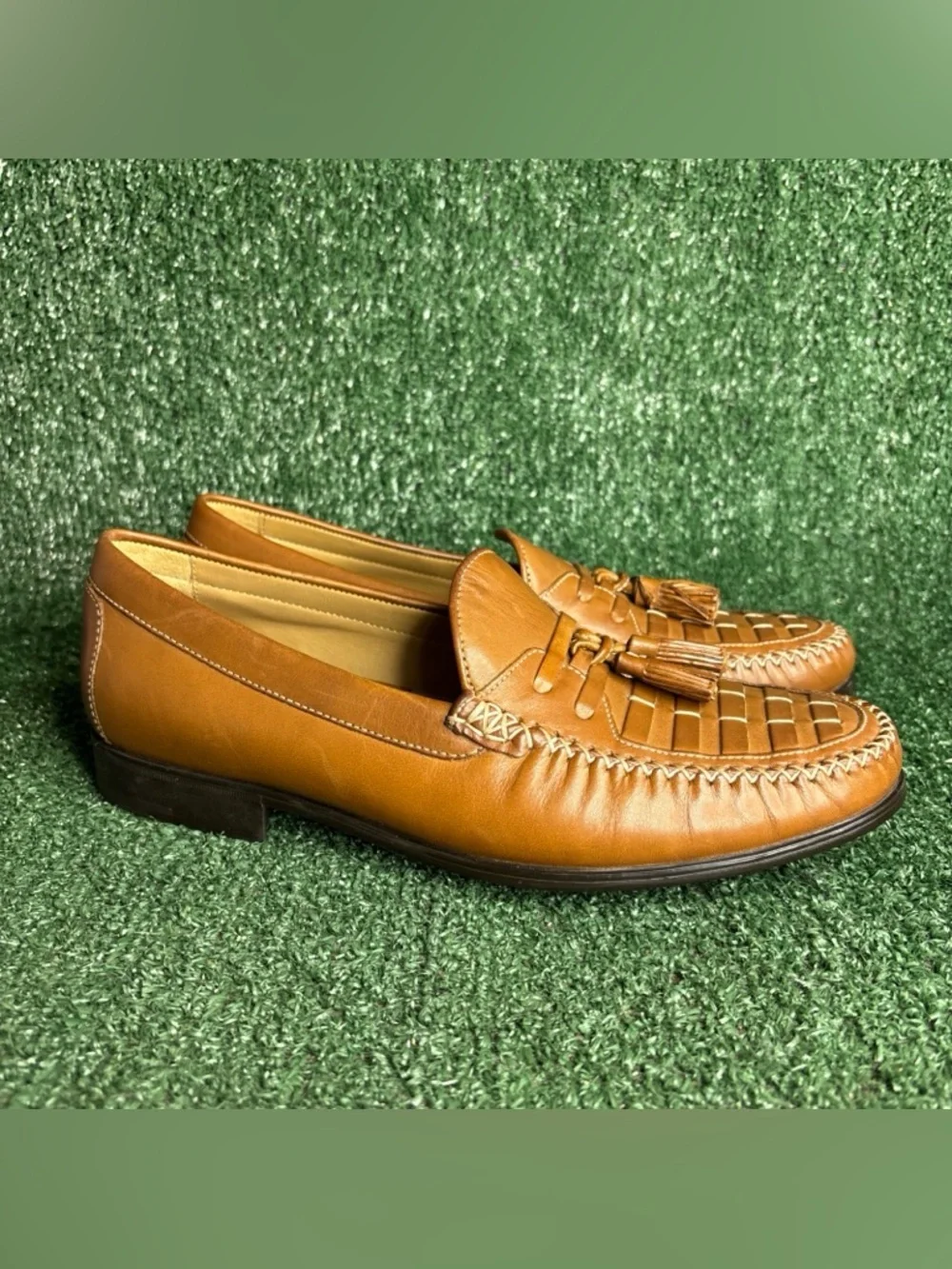 NEW Johnston & Murphy Men's 20-3322 Brown‎ Leather Tassel Stitched Loafers 8.5 M